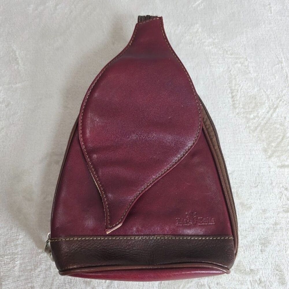 LiaTalia Kim Women's Real Italian Leather Backpack Duffle Rucksack Red/Brown